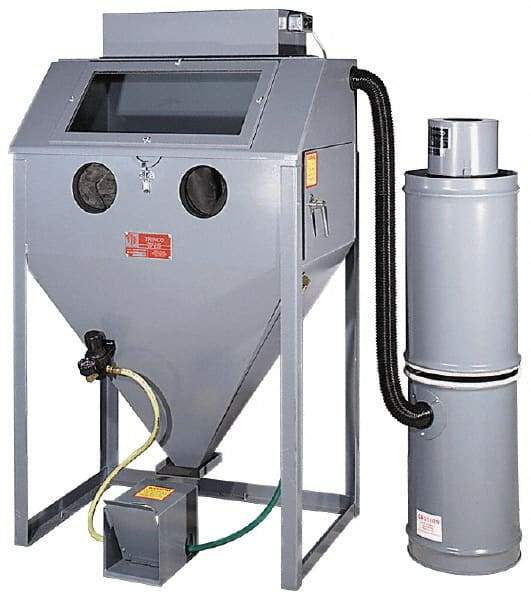 Trinco - 38" Wide x 64" High x 25" Deep Floor Sandblaster - Working Dimensions 36" Wide x 23" High x 24" Deep - Exact Industrial Supply