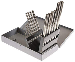 Made in USA - 0.123" to 0.4995", Chucking Reamer Set - Straight Flute, Right Hand Cut, 14 Pieces - Exact Industrial Supply