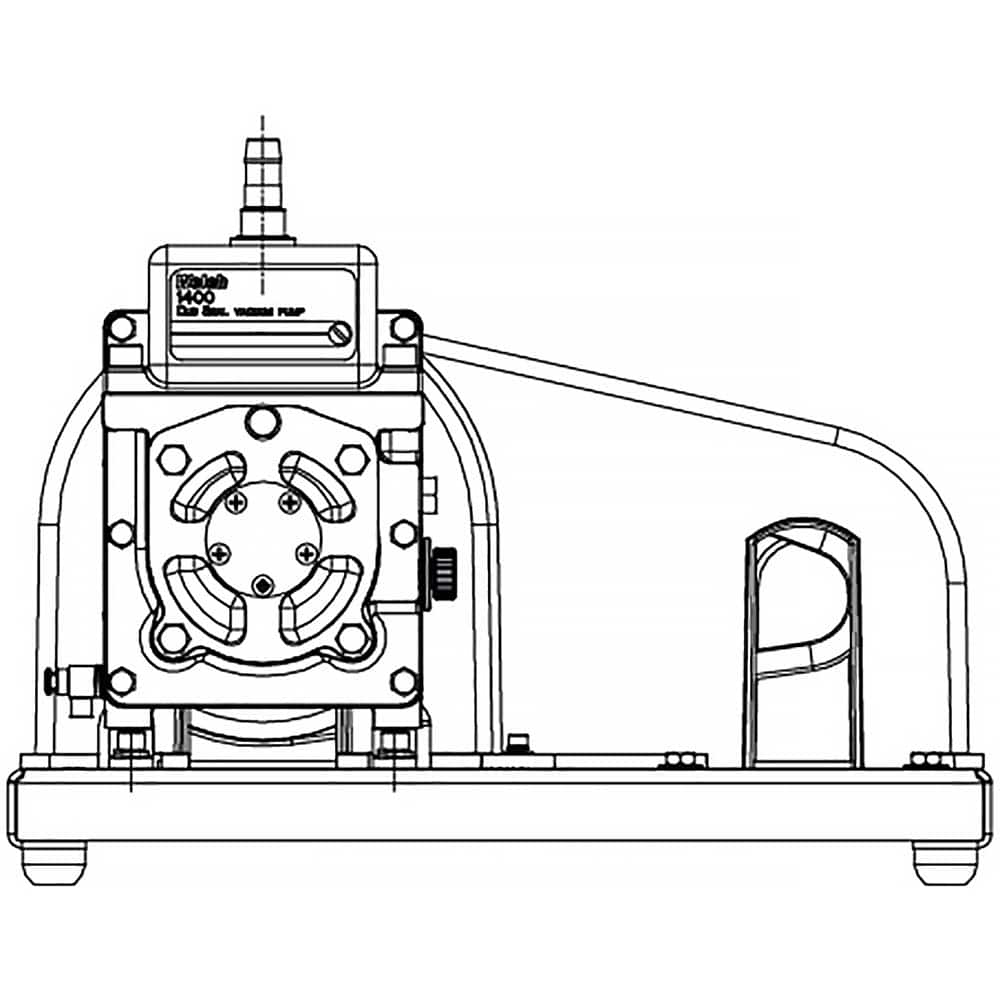 Welch - Rotary Vane-Type Vacuum Pumps; Horsepower: N/A ; Voltage: N/A ; Cubic Feet per Minute: 0.90 ; Length (Decimal Inch): 17.8000 ; Width (Decimal Inch): 9.0000 ; Height (Inch): 12.56 - Exact Industrial Supply