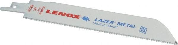 Lenox - 6" Long x 1" Thick, Bi-Metal Reciprocating Saw Blade - Straight Profile, 18 TPI, Toothed Edge - Exact Industrial Supply