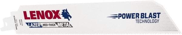 Lenox - 9" Long x 1" Thick, Bi-Metal Reciprocating Saw Blade - Straight Profile, 14 TPI, Toothed Edge - Exact Industrial Supply