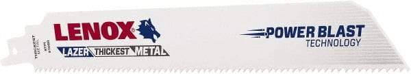 Lenox - 9" Long x 1" Thick, Bi-Metal Reciprocating Saw Blade - Straight Profile, 8 TPI, Toothed Edge - Exact Industrial Supply