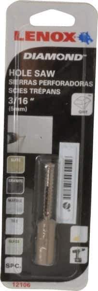 Lenox - 3/16" Diam, 1-1/8" Cutting Depth, Hole Saw - Diamond Grit Saw, Continuous Edge - Exact Industrial Supply