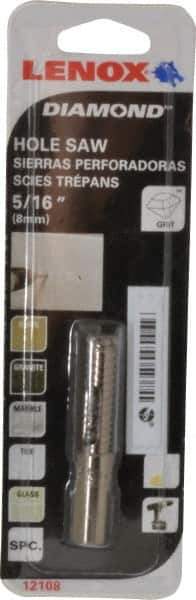 Lenox - 5/16" Diam, 1-1/8" Cutting Depth, Hole Saw - Diamond Grit Saw, Continuous Edge - Exact Industrial Supply