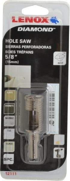 Lenox - 5/8" Diam, 1-1/8" Cutting Depth, Hole Saw - Diamond Grit Saw, Continuous Edge - Exact Industrial Supply
