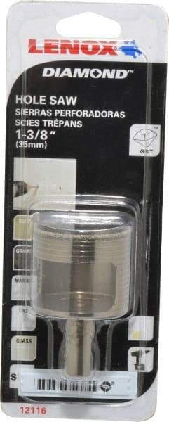 Lenox - 1-3/8" Diam, 1-1/8" Cutting Depth, Hole Saw - Diamond Grit Saw, Continuous Edge - Exact Industrial Supply