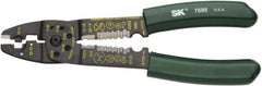 SK - 8-1/2" OAL, 10 AWG Capacity, Crimper/Cutter - 1" Jaw Length x 1/8" Jaw Width, Plastisol Handle - Exact Industrial Supply
