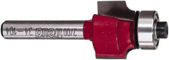 Freud - 3/4" Cut Diam, 1/2" Length of Cut, 0 Flute Round-Over Edge Profile Router Bit - Carbide-Tipped, 1/4" Shank Diam, 2-3/16" OAL, Proprietary Coating - Exact Industrial Supply