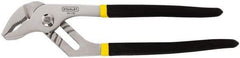 Stanley - 7-3/4" OAL, 1-1/4" Max Capacity, 1-1/8" Jaw Length, 5 Position Groove Joint Tongue & Groove Pliers - Serrated Curved Jaws, Curved Head, Dual Dipped Handles - Exact Industrial Supply