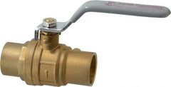Value Collection - 1" Pipe, Full Port, Brass Standard Ball Valve - Inline - One Way Flow, Soldered x Soldered Ends, Lever Handle, 500 WOG - Exact Industrial Supply