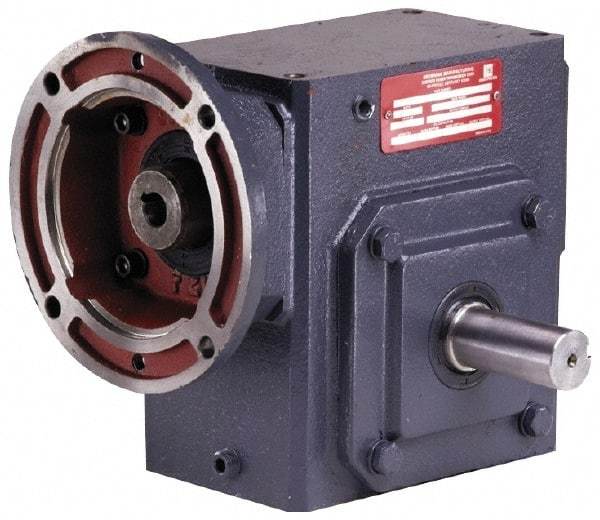 Morse - 2.06 Centerline Distance, 5:1, 350 RPM Output, 3/4 Input Horsepower, 125 Lbs. Max Torque, Speed Reducer - 1" Shaft Diam, Single Shaft Right, 5/8" Bore, 5-1/2" Long x 3-3/4" Wide x 6.38" High, 56C NEMA, 41 In/Lb. Min Torque - Exact Industrial Supply