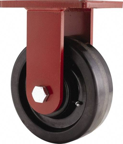 Hamilton - 8" Diam x 2-1/2" Wide x 10-1/2" OAH Top Plate Mount Rigid Caster - Phenolic, 2,000 Lb Capacity, Tapered Roller Bearing, 5-1/2 x 7-1/2" Plate - Exact Industrial Supply