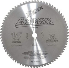 Milwaukee Tool - 14" Diam, 1" Arbor Hole Diam, 72 Tooth Wet & Dry Cut Saw Blade - Carbide-Tipped, Burr-Free, Clean, Smooth Action, Standard Round Arbor - Exact Industrial Supply