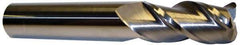 Accupro - 3/4", 3 Flute, Single End, Solid Carbide, 0.09" Corner Radius End Mill - 4" OAL, 40° Helix, Right Hand Flute, 1-1/2" LOC, Right Hand Cut - Exact Industrial Supply