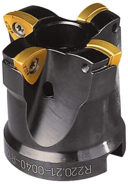 Seco - 1-1/4" Cut Diam, 0.08" Max Depth, 1-1/4" Shank Diam, Cylindrical Shank Indexable High-Feed End Mill - Screw Holding Method, 218.19-160 Insert, R217.21 Toolholder, Through Coolant - Exact Industrial Supply