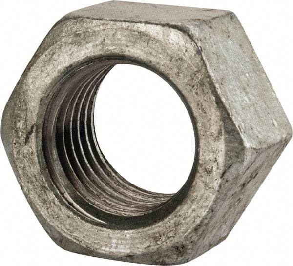 Value Collection - 1-1/4 - 7 UNC Steel Right Hand Hex Nut - 1-7/8" Across Flats, 1-1/16" High, Hot Dipped Galvanized Finish - Exact Industrial Supply