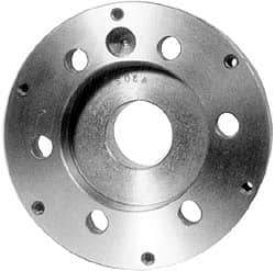 Buck Chuck Company - Adapter Back Plate for 10" Diam Self Centering Lathe Chucks - A1/A2-8 Mount, 3.03" Through Hole Diam, 6.344mm ID, 8.03" OD, 1.032" Flange Height, Steel - Exact Industrial Supply