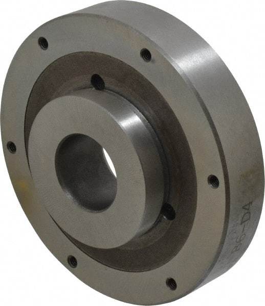 Buck Chuck Company - Adapter Back Plate for 6" Diam Self Centering Lathe Chucks - D1-4 Mount, 1-1/2" Through Hole Diam, 3.109mm ID, 5.88" OD, 1.166" Flange Height, Steel - Exact Industrial Supply