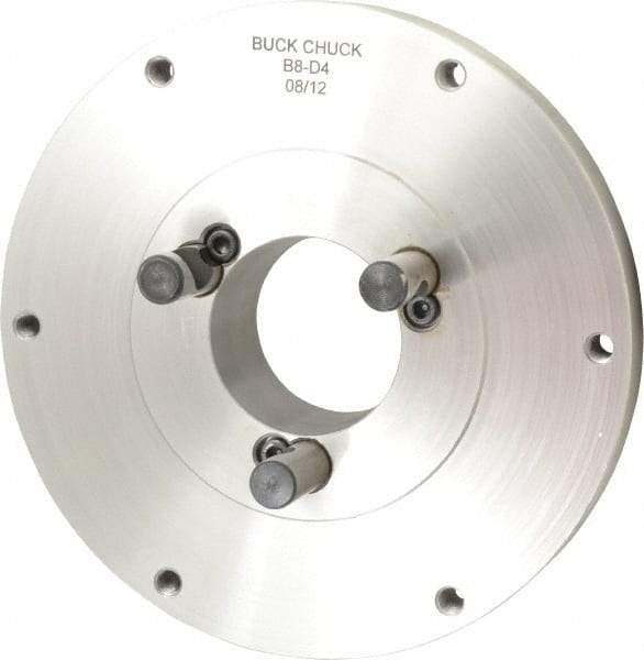 Buck Chuck Company - Adapter Back Plate for 8" Diam Self Centering Lathe Chucks - D1-4 Mount, 2.03" Through Hole Diam, 4.73mm ID, 8.13" OD, 1.068" Flange Height, Steel - Exact Industrial Supply