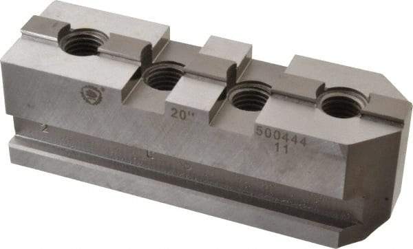 Bison - 20" Max Chuck Diam Compatibility, Steel Tongue & Groove Hard Lathe Master Jaws - 3/4" Groove Width, 2.0472" Wide x 6.6142" Long x 2.3228" High - Exact Industrial Supply