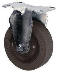 Albion - 4" Diam x 1-1/4" Wide x 5-1/8" OAH Top Plate Mount Rigid Caster - Polyurethane, 350 Lb Capacity, Plain Bearing, 2-1/2 x 3-5/8" Plate - Exact Industrial Supply