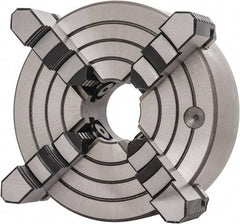 Interstate - 4 Jaws, 8" Diam, Independent Manual Lathe Chuck - D1-5 Mount Spindle, Reversible, 2.165" Through Hole Diam, Cast Iron - Exact Industrial Supply