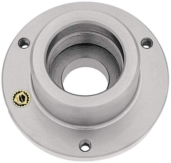 Bison - Adapter Back Plate for 6-1/4" Diam Self Centering Lathe Chucks - L-0 Mount, 3-1/4" Through Hole Diam, 5.51mm ID, 6.3" OD, 0.79" Flange Height, Steel - Exact Industrial Supply