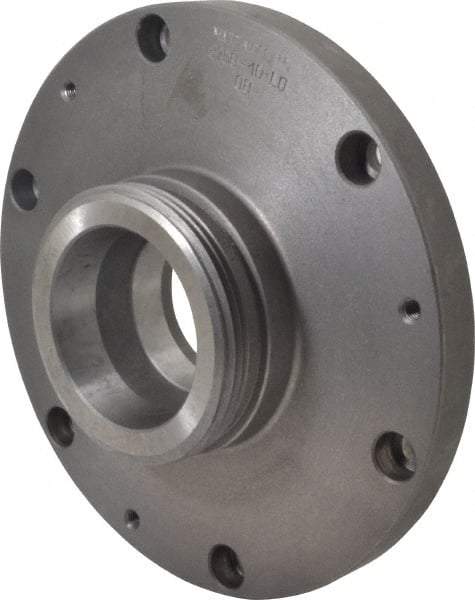 Bison - Adapter Back Plate for 10" Diam Self Centering Lathe Chucks - L-0 Mount, 2.6" Through Hole Diam, 9.88" OD, 0.83" Flange Height, Cast Iron - Exact Industrial Supply