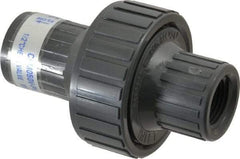 Plast-O-Matic - 1/2" PVC Check Valve - Inline, FNPT x FNPT, 150 WOG - Exact Industrial Supply