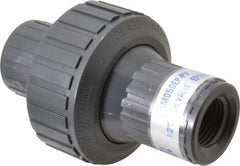 Plast-O-Matic - 1/2" PVC Check Valve - Inline, FNPT x FNPT, 150 WOG - Exact Industrial Supply