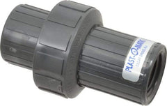 Plast-O-Matic - 1" PVC Check Valve - Inline, FNPT x FNPT, 150 WOG - Exact Industrial Supply