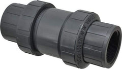 Plast-O-Matic - 2" PVC Check Valve - Inline, FNPT x FNPT, 150 WOG - Exact Industrial Supply