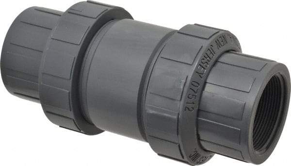 Plast-O-Matic - 2" PVC Check Valve - Inline, FNPT x FNPT, 150 WOG - Exact Industrial Supply