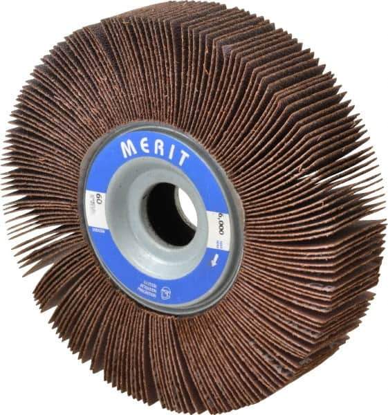 Merit Abrasives - 6" Diam, 60 Grit Aluminum Oxide Unmounted Flap Wheel - 1" Hole, 1-1/2" Wide, Coated, Medium Grade, 6,000 Max RPM , Cloth Backing - Exact Industrial Supply