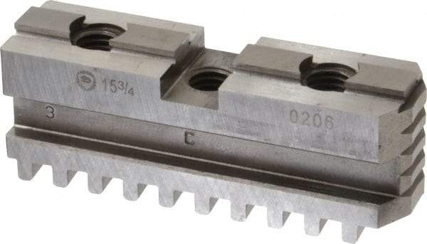 Bison - 15-3/4 to 16" Chuck Diam Compatibility, Steel Tongue & Groove Hard Lathe Master Jaws - 3/4" Groove Width, 1.4173" Wide x 5.1181" Long - Exact Industrial Supply