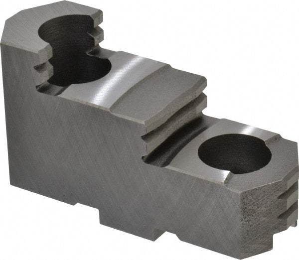 Bison - 10" Max Chuck Diam Compatibility, Steel Tongue & Groove Hard Lathe Top Jaws - 1.28" Wide x 3.74" Long x 2.023" High - Exact Industrial Supply