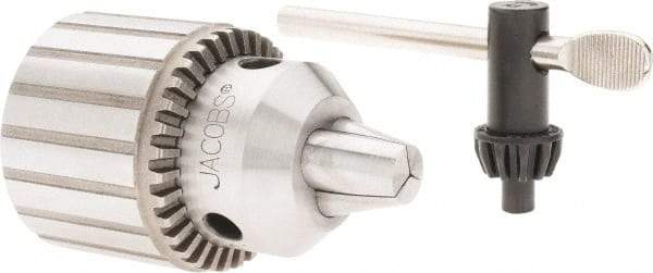 Jacobs - JT6, 1 to 12.7mm Capacity, Tapered Mount Drill Chuck - Keyed, 51.82mm Sleeve Diam, 69.6mm Open Length - Exact Industrial Supply