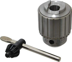 Jacobs - JT3, 5 to 20.32mm Capacity, Tapered Mount Drill Chuck - Keyed, 64.52mm Sleeve Diam, 86.87mm Open Length - Exact Industrial Supply