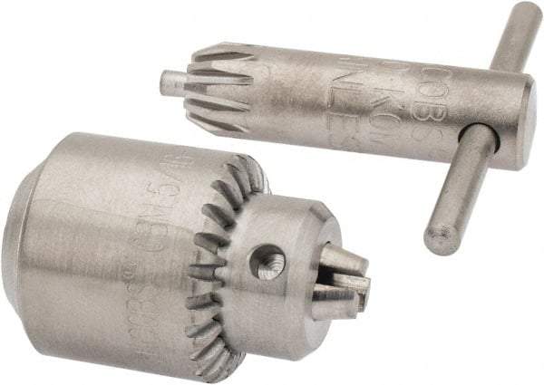 Jacobs - 5/16-24, 0 to 5/32" Capacity, Threaded Mount Stainless Steel Drill Chuck - Keyed, 21.59mm Sleeve Diam, 29.72mm Open Length - Exact Industrial Supply
