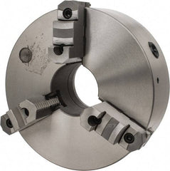 Interstate - 3 Jaws, 12" Diam, Self Centering Manual Lathe Chuck - D1-6 Mount Spindle, Reversible, 3-15/16" Through Hole Diam, Cast Iron - Exact Industrial Supply