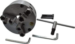 Bison - 3 Jaws, 6" Diam, Self Centering Manual Lathe Chuck - Front Mount, Adjustable, Reversible, 3,500 Max RPM, 1.654" Through Hole Diam, Forged Steel - Exact Industrial Supply