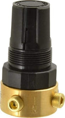 Parker - 1/8 NPT Port, Brass Miniature Regulator - 2 to 125 psi Range, 300 Max psi Supply Pressure, 1/8" Gauge Port Thread, 1-1/2" Wide x 2.87" High - Exact Industrial Supply