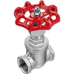 Gate Valves; Type: Gate Valve; End Connection: Threaded (NPT); Body Material: Stainless Steel; WOG Rating (psi): 200; WSP Rating (psi): 16; Bonnet Style: Screw-In; Class: 200; Cv Rating: 52; Handle Type: Wheel; Handle Material: Cast Iron; Maximum Working