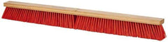 PRO-SOURCE - 36" Heavy Duty Synthetic Push Broom - 4" Bristle Length, Wood Block, Threaded Handle Connection - Exact Industrial Supply