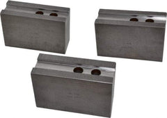 H & R Manufacturing - 12" Chuck Capacity, 1.5mm x 60° Serrated Attachment, Square Soft Lathe Chuck Jaw - 3 Jaws, Steel, 1.181" Btw Mount Hole Ctrs, 5-1/4" Long x 2" Wide x 3-1/2" High, 0.827" Groove, 5/8" & 16mm Fastener - Exact Industrial Supply