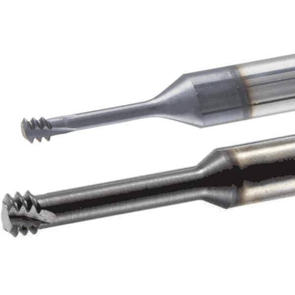 Iscar - #8-32 UNC, 0.126" Cutting Diam, 3 Flute, Solid Carbide Helical Flute Thread Mill - Internal Thread, 12.5mm LOC, 58mm OAL, 6mm Shank Diam - Exact Industrial Supply