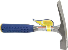 Estwing - 1-1/2 Lb Head Bricklayer's Hammer - 11" OAL, Steel Handle with Grip, 53/64" Face Diam - Exact Industrial Supply