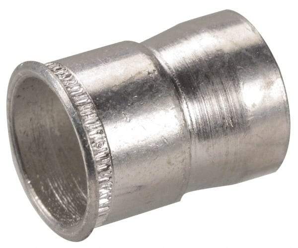 Made in USA - #6-32 UNC, Cadmium-Plated, Aluminum Knurled Rivet Nut Inserts - 0.03" to 0.09" Grip, 7/32" Drill Size, 0.24" Body Diam - Exact Industrial Supply