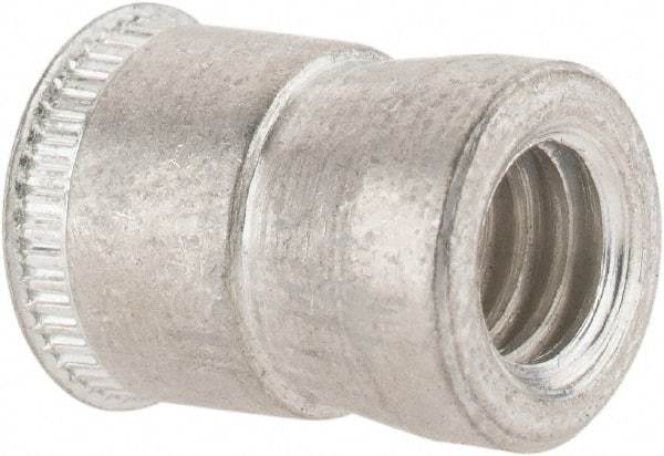 Made in USA - 1/4-20 UNC, Cadmium-Plated, Steel Knurled Rivet Nut Inserts - 0.03" to 0.09" Grip, 3/8" Drill Size, 0.4" Body Diam - Exact Industrial Supply