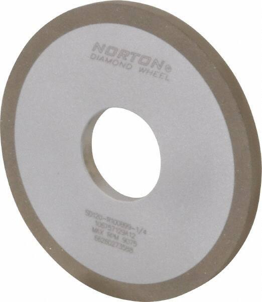 Norton - 4" Diam x 1-1/4" Hole x 1/4" Thick, 120 Grit Surface Grinding Wheel - Diamond, Type 1A1, Fine Grade, Resinoid Bond - Exact Industrial Supply